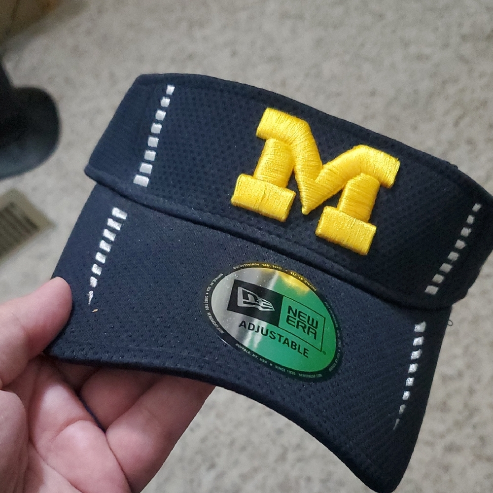 Michigan New Era Navy Visor with Maize Block M Logo